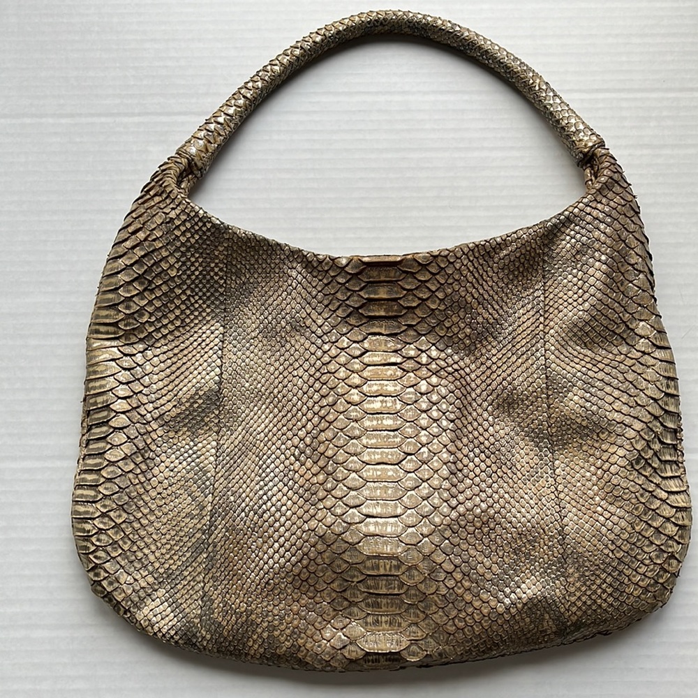 Devi Kroell Gold And Silver Python Handbag - image 1